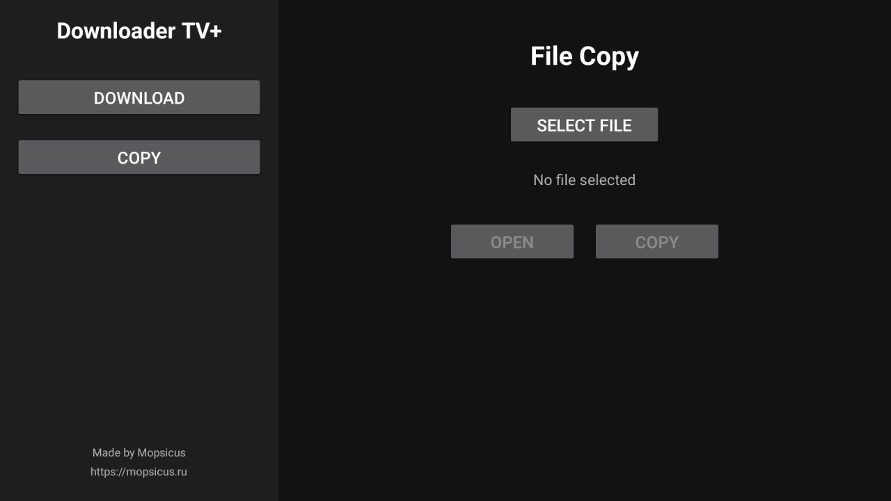 Downloader TV+ select and copy to clipboard