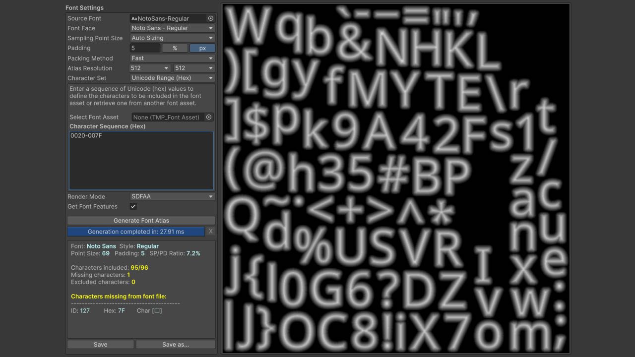 Complete font generation for TMP