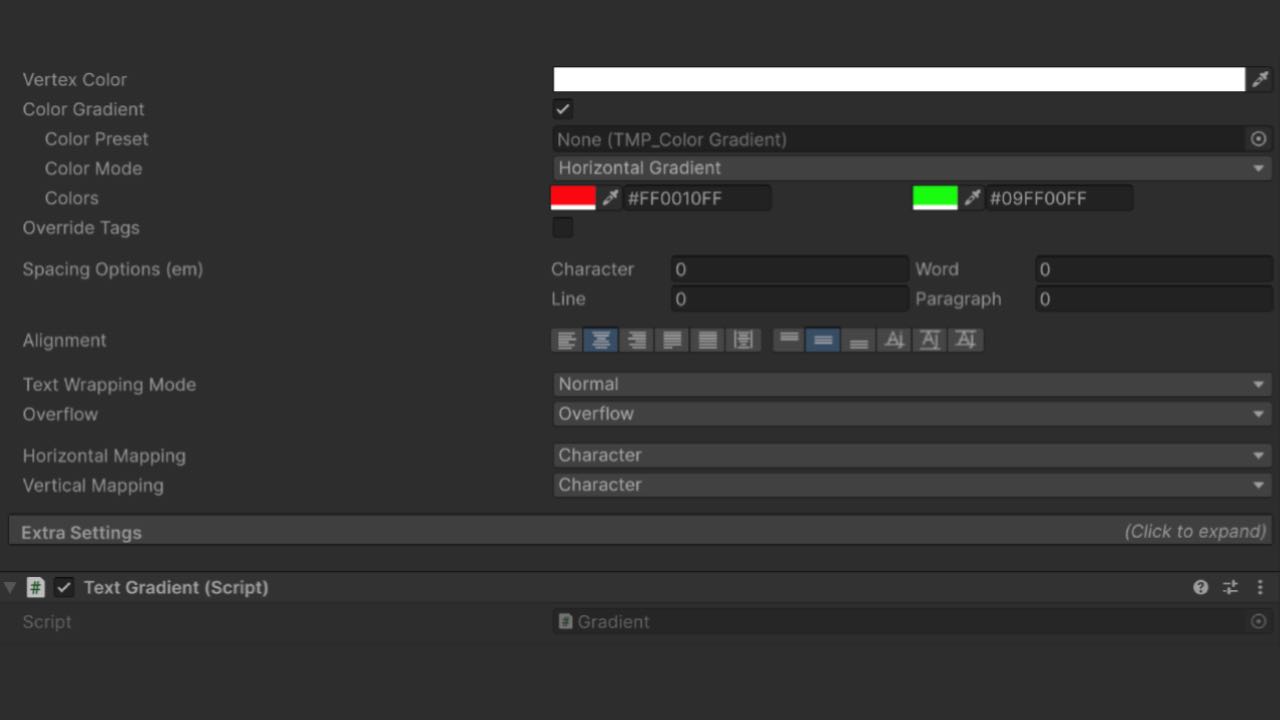 Unity TMP градиент для всего текста